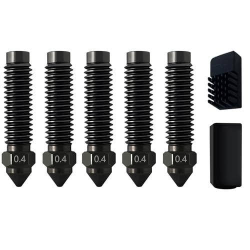 5 Pack Hardened Steel 0.4mm Nozzles Kit for Elegoo Centauri Carbon 3D Printer, High-Temperature Wear-Resistant Extruder 
