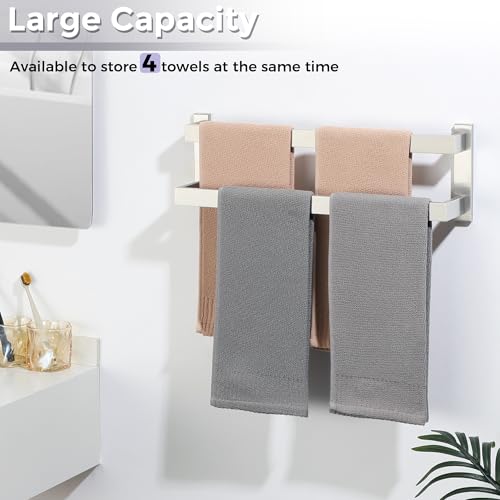 SAYAYO Towel Rail Wall Mounted 50CM Double Bath Towel Holder for Bathroom Kitchen, 2-Tie Brushed Towels Rack SUS304 Stainless Steel - Image 5
