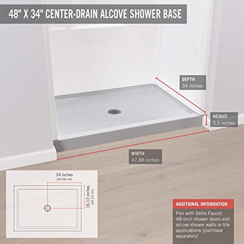 Delta Faucet Procrylic 48 X 34 Center-Drain Shower Base, High-Gloss White B78615-4834-Wh #TOP2