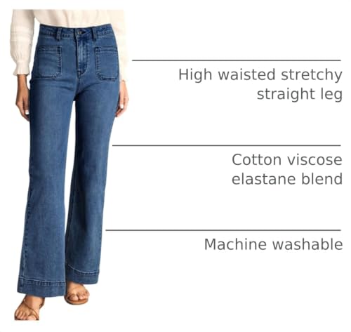 Image of Astylish Women's Wide Leg Jeans High Waisted Denim Pants