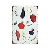 Gemüsedruck, Küchen-Wanddekoration, Wand-/Türdekoration, Bauernhaus, Zaun, Haus, modische Dekoration, Sinn für Humor, Garten, Blechschild, dekorative Gartenbaukunst, Hochglanzmetall, Vintage-Blumendru