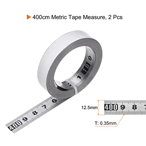 Cinta métrica adhesiva 2 piezas 400 cm acero inoxidable miniatura 2