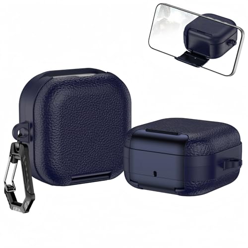 Case for Samsung Galaxy Buds 4 & Galaxy Buds 4 Pro (2026),Case Compatible with Samsung Buds 4 / Buds 4 Pro,Leather Texture Earbud Cover with Integrated Phone Stand Secure Lock Buckle,Sturdy Carabiner