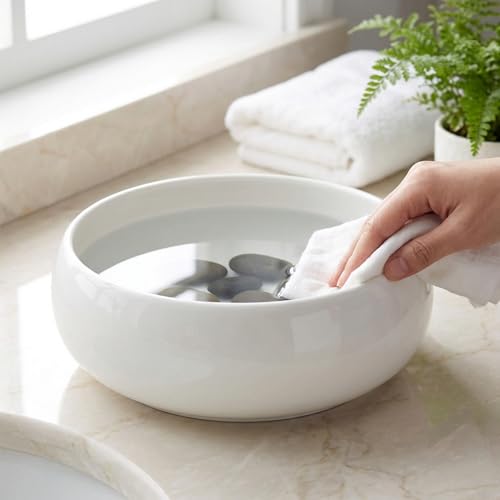 Bol de fleurs en céramique style pot de fleurs peu profond blanc - 8