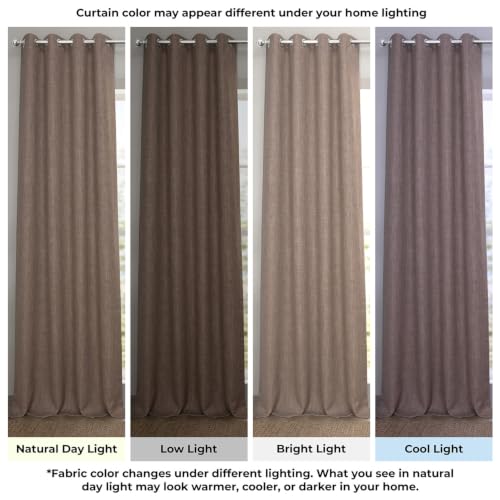 Image of HPD Half Price Drapes - Grommet Faux Linen Curtains for Living Room (1 Panel) - 50W X 120L - Textured Room Darkening Curtains for Bedroom 120 Inches Long - Drapes for Home Decor, Dutch Cocoa