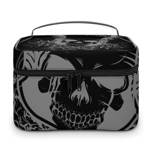 メイクボックス コスメ収納 大容量 頭蓋骨 スカル ブラック 化粧ポーチ 化粧品入れ メイク収納ケース 軽量 持ち運び アクセサリー 小物入れ おしゃれ 旅行 出張用 プレゼント