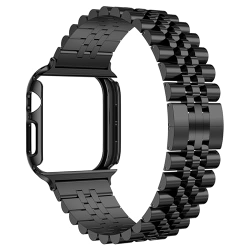 Image of baozai Compatible Apple Watch Bands 46mm 45mm 44mm 42mm 41mm 40mm 38mm, Stainless Steel Band with Screen Protector Case for Apple Watch Series 11 /10 /9 /8 /7 /6 /5 /4 /3 /2 /1 /SE3