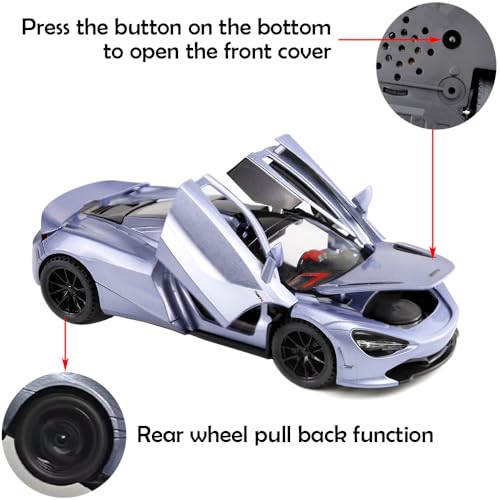 Auto en escala 1:32 McLaren 720s azul con sonidos y luces miniatura 3