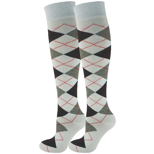 Mysocks Knee High Socks Long Golf Socks Colorful 2 Pairs Argyle Socks for Men Women