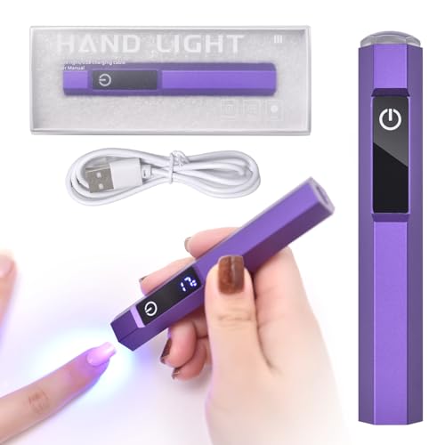 siyuwuro Handheld LED UV Light for Gel Nails Mini Nail Lamp Portable Cordless Rechargeable Type-C Nail Dryer with Display for Fast Curing, DIY Nails Tool, Purple, for Home DIY & Nail Salon