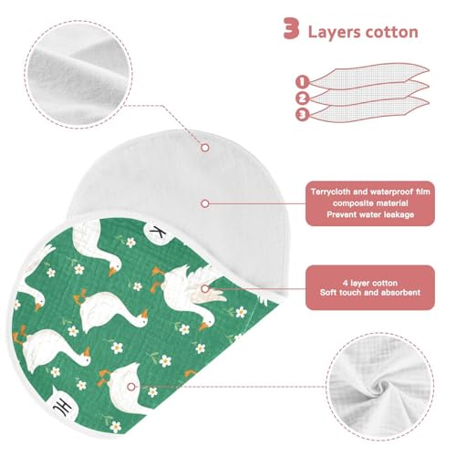 J JOYSAY Ducks Flowers Green Baby Burp Cloths for Boys Girls Large 22''x11'' Cotton 4 Layer Milk Spit Up Rags for Spit Up Babies one sizex43