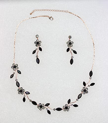 Image of Faship Gorgeous Rhinestone Crystal Floral Necklace Earrings Set