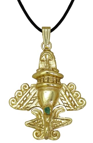 Image of Across The Puddle Colombian Emerald & Multi-Material Options | Quimbaya Flyer Pendant Necklace | Ancient Alien Golden Jets Collection