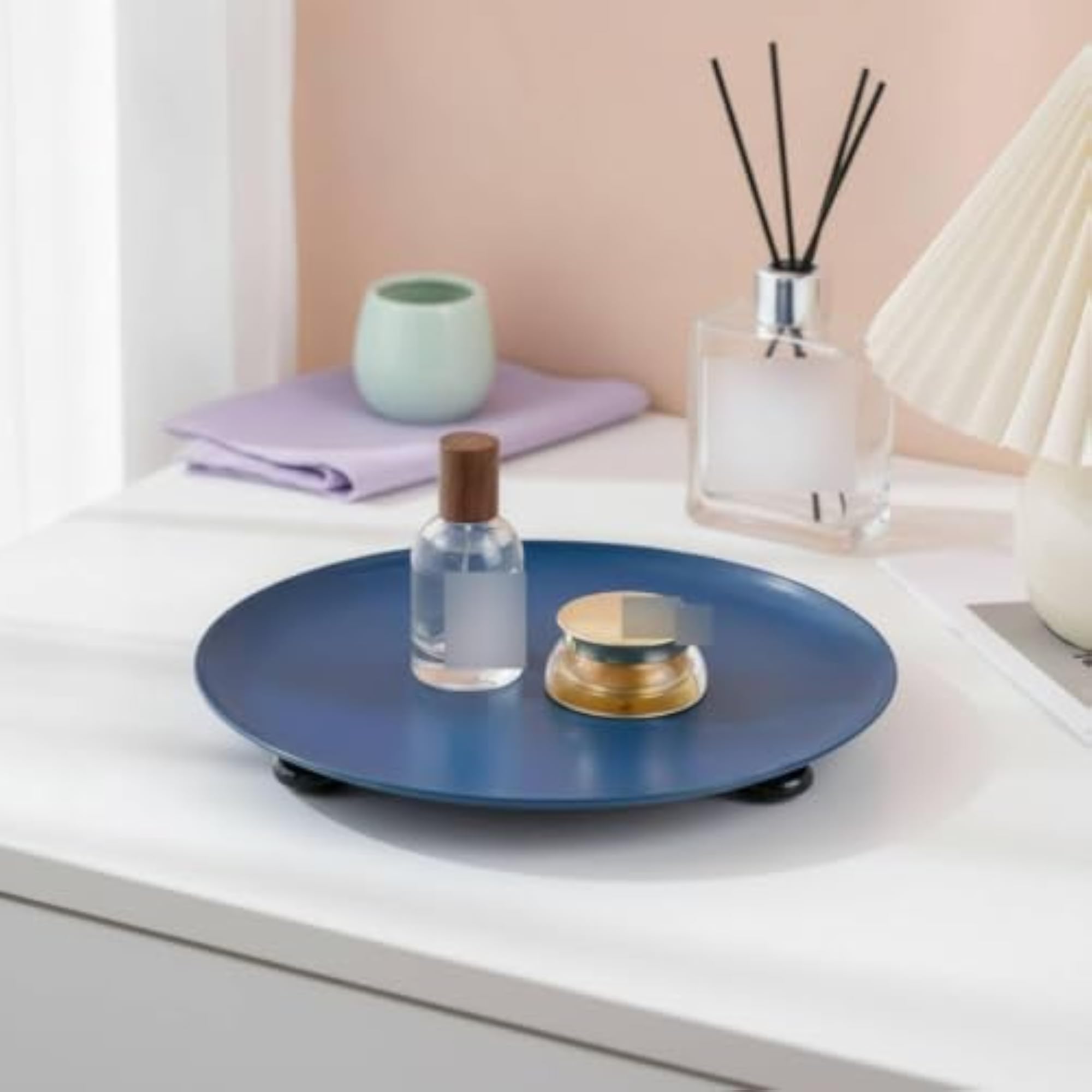 Metal Tray with Feet, Decorative Design