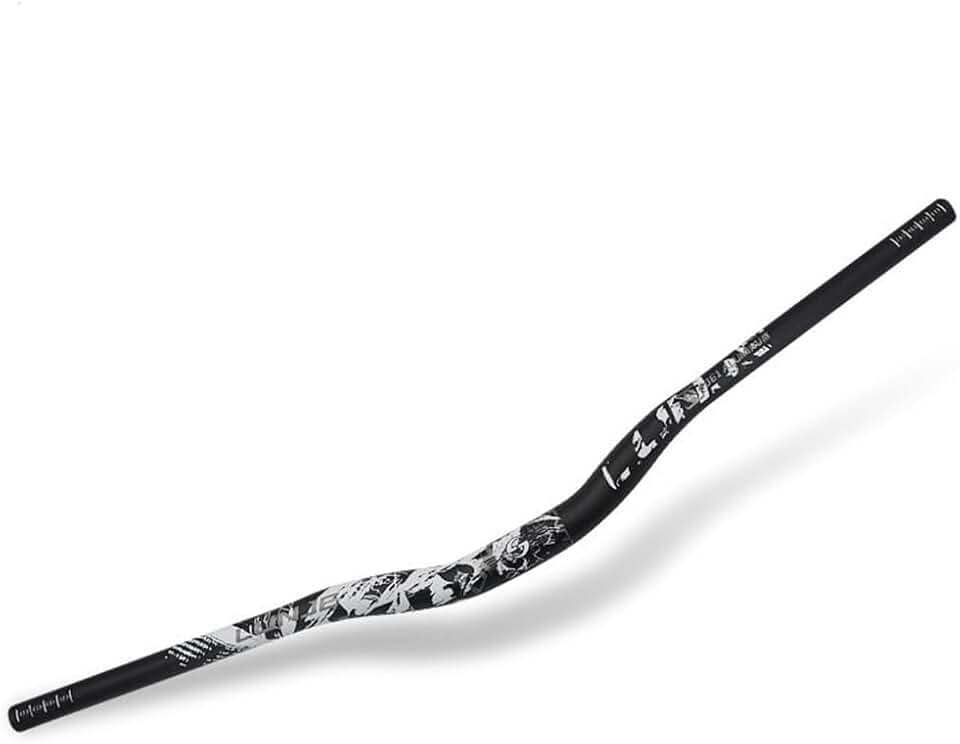 31.8X780mm Guidão de bicicleta Guidão Swallow com etiqueta colorida para mountain bike ao ar livre (Preto Branco)