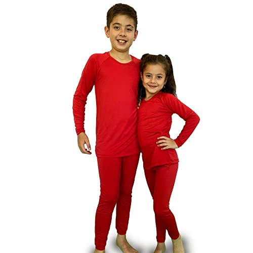 Kit Frio Conjunto Termico Infantil Kids Elasticidade Camisa e Calça Segunda Pele Unissex Vermelho (0