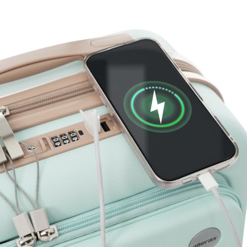 Image of 20 Inch Checked Suitcase with TSA Lock Travel Duffel Bag Wet-Dry Toiletry Bag, Green Front-Opening