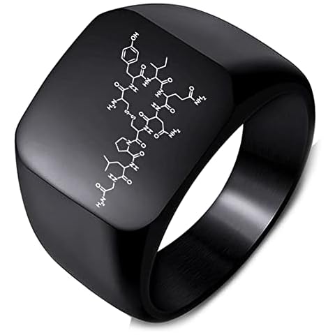 ZOVIVI Jewelry Engraved Oxytocin Molecule Structure Signet Ring Band Cover