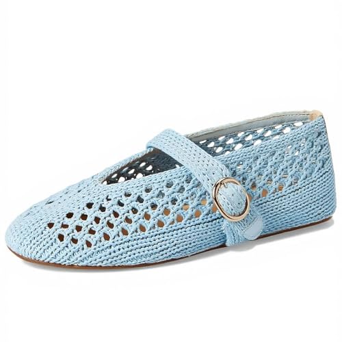 Image of Woven Ballet Flats Women Mesh Raffia Flats Round Toe Mary Janes Comfortable Ballerina Flat Shoes