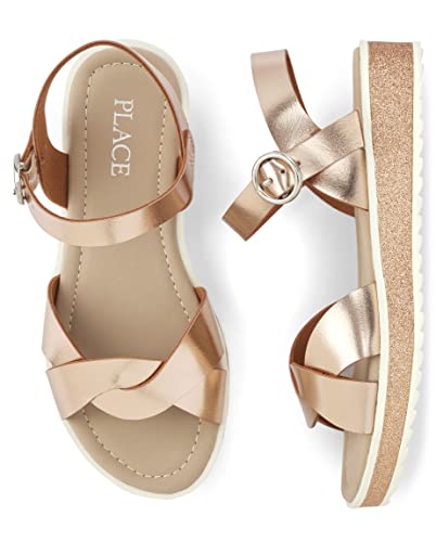 The Children's Place Girl's Platform Sandals with Adjustable Ankle Strap2