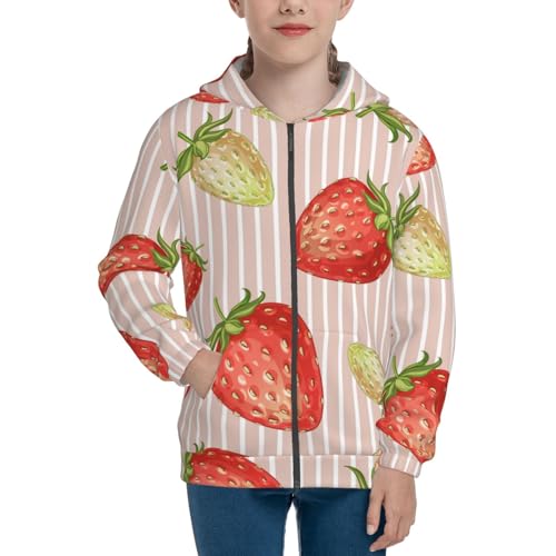 Strawberries Kid Hoodies Boys Zip Up Sweatshirts Girls Pullover with Pocket3