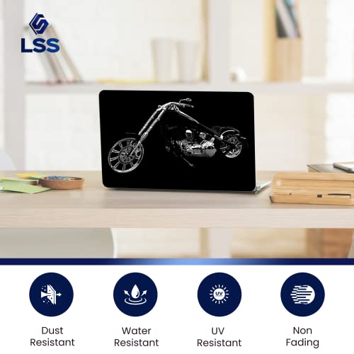 Image of LSS 15 15.6 Inches Laptop Notebook Skin Sticker with 2 Wrist Pads - Reusable Cover Protector Vinyl Sticker Cover Decal Fits 13 inch - 16 inch HP Asus Acer Samsung - Black Motorcycle