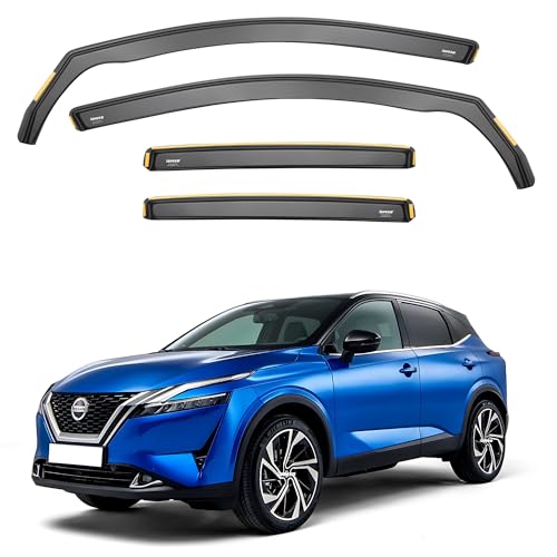 ISPEED Wind Deflectors For NISSAN QASHQAI MK3 2021-onwards SUV 5 Doors 4pc - Keep Your Car Ventilated In Rain - Reduce Wind Turbulence - Tinted In-Channel Type