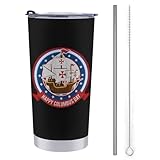 Happy Columbus Day - Vaso aislado con tapa y pajita, taza de viaje de acero inoxidable, taza de café y té