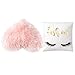 Senseware Blush Pink Soft Faux Fur Love Heart Throw Pillow Cover & Eyelash Decorative Cushion Case Fluffy Accent for Boho Home Couch Sofa Chair Bed Decorations 18 x 18 inches Set of 2