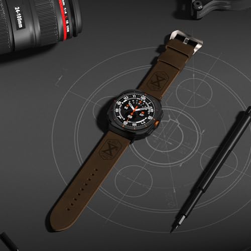 Image of Vintage Leather Band Compatible with Samsung Galaxy Watch Ultra Band 47mm (2025 /2024), 24mm Wide Crazy Horse Leather Strap for Galaxy Watch Ultra Men Women Retro Brown