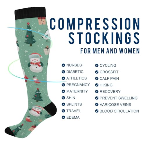 Image of SHJI Compression Socks for Women Sock Men Knee High Stockings for Running Athletic Hiking Cycling