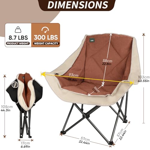 Silla de Camping Plegable Northroad, Silla de Césped Sobredimensionada con Portavasos, Resistente y Acolchada, Soporta 300 Libras para Exterior, Playas, Senderismo y Picnics miniatura 2
