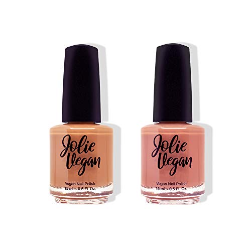 Jolie Vegan 2 Piece Nail Polish Set - PETA Certified, Promotes Mental Health, Non-Toxic Formula, 11-Free, 0.5 Fl. Oz. (15 mL) each (Glitter Top Coat & Follow Your Heart)