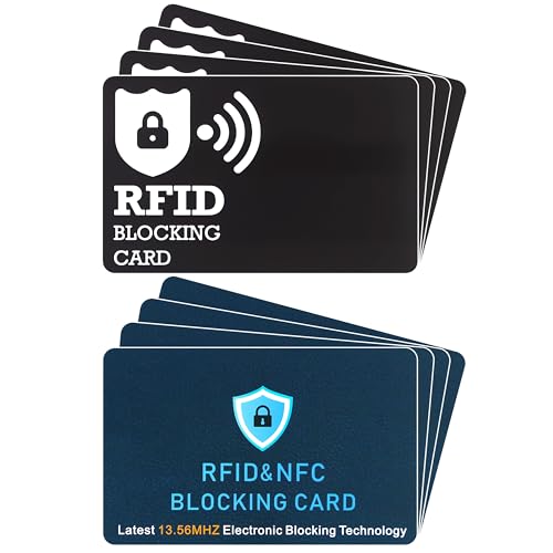 8 Piezas Tarjeta Anti RFID/NFC, Tarjetas de Bloqueo RFID, Protector de Tarjetas de crédito, Bloqueador NFC Delgado para billeteras, Bloqueo de Señal para Tarjetas de Crédito, Débito y Pasaporte