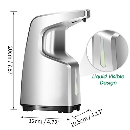 Casatimo Automatic Touchless Hand Sanitizer Dispenser, Automatic Soap Dispenser 15.2Oz/450Ml, 4-Level Adjustable, Countertop/Wall-Mounted For Familly/Commercial Use, Silver #TOP4