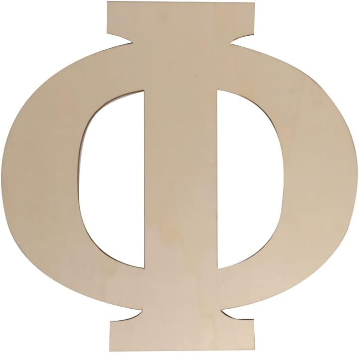 12 Inch Unfinished Wooden Phi Greek Letter for DIY Crafts, Sorority Paddles, Wall Decor - Focal20Craft