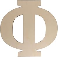 12 Inch Unfinished Wooden Phi Greek Letter for DIY Crafts, Sorority Paddles, Wall Decor - Focal20Craft