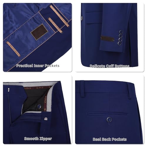 Men's Suits Classic Fit 2 Piece Single Breasted 2 Buttons Business Wedding Suit Jacket & Flat Front Pants Set4