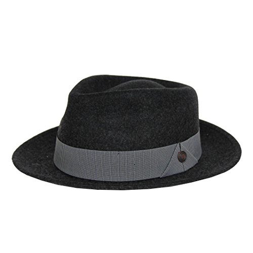 DASMARCA Mens Milange Wool Felt Wide Brim Fedora Hat - James Grey S