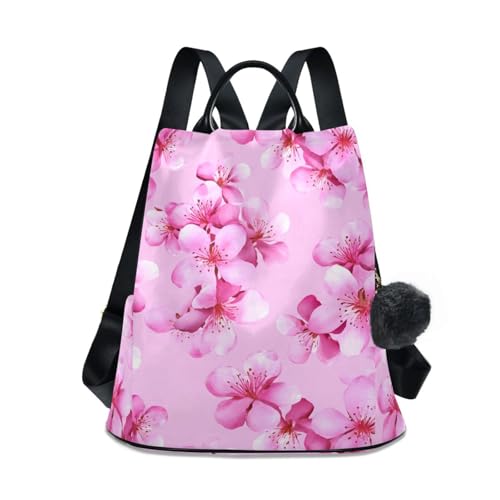 Sac à dos fleurs de cerisier rose avec fermeture éclair antivol pour femme