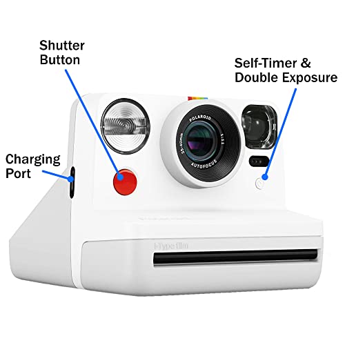 Polaroid Now I-Type Instant Film Camera - White Bundle With A Color I-Type Film Pack (8 Instant Photos) And A Lumintrail Cleaning Cloth #TOP1