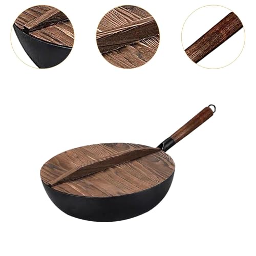 Wok de hierro sin recubrimiento con mango de madera miniatura 2