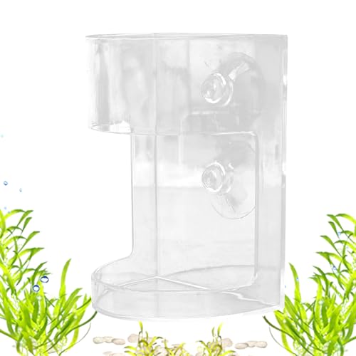 Fischfutter Spender - Durchsichtige Fischfütterungsautomaten für Aquarien - Driftgeschützter Spender mit Saugnapf und Großem Fassungsvermögen für, Kampffische, Teiche & Aquarien