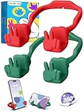 Regalos para Mujer Hombre Soporte Móvil Mesa: Regalos Navidad Amigo Invisible Originales para Niña Niño Niños Soporte para Móvil con Gesto YEAH Porta Móvil Ideas Regalo Reyes Verde Bosque&Rojo 2 ud