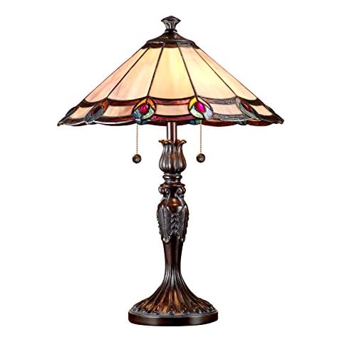 Dale Tiffany TT101081J Aldridge Peacock Table Lamp, Antique Bronze Cover