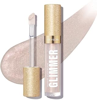 REVLON Super Lustrous Glimmer Gloss, Non-Sticky Lip Gloss, High-Shine Finish, Plant-Based Glitter, 001 Diamond Drama, 0.13 fl oz