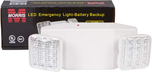 Image of Morris Products Square Head Micro LED Emergency Light - White, High Output - 76 Lumens - Energy Saving Emergency Lighting Unit - Compact Design - Thermoplastic Housing, Mounting Plate, (73424)