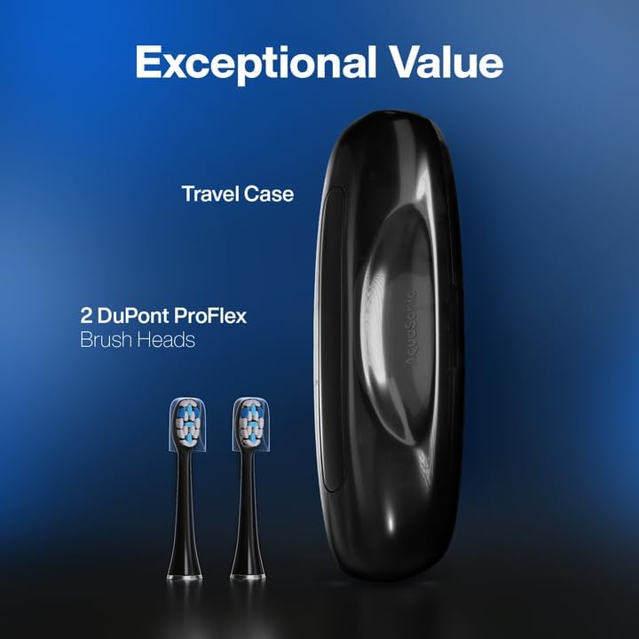 Aquasonic Clinical AQ Ultra-Whitening Smart Toothbrush with Pressure Sensor, LCD Screen & Battery Level Indicator - 2 Brush Heads & Hard Sell Travel Case - Image 5