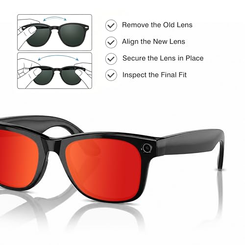 Image of YEIN Replacement Lenses for Ray-Ban Meta RW4006 /RW4012(50mm), Photochromic /Blue Light Blocking /Polarized Sunglasses Lenses