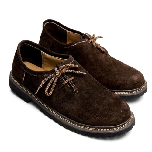 Image of STEIGENHOFER Men's Lederhosen Shoes for Authentic Oktoberfest Costume - Bavarian Haferlschuhe for Men - Traditional German Leather Shoes with Side Lacing - Trachten Footwear - Multiple Colors & Sizes